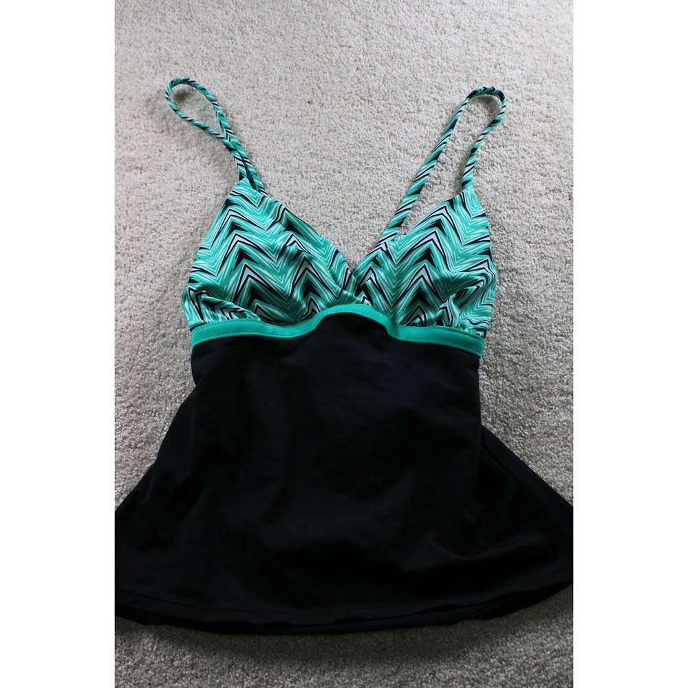 Women's One-Piece Tankini Swimwear Jade Black Medium Nylon Spandex